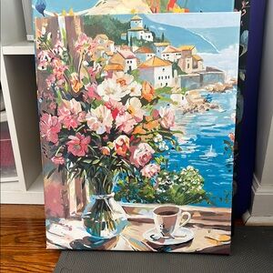 Acrylic painting of Coastal Village on Canvas